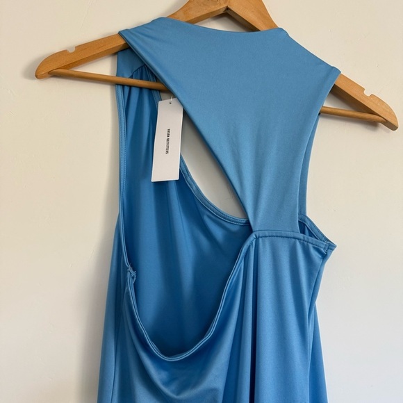 NWT Silence & Noise Yasmine Blue Asymmetrical Maxi Dress Size: M - Picture 5 of 6
